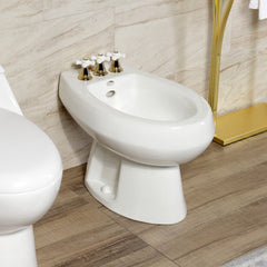 Deck Mount Bidet Faucet, Heirloom, Three-Handle Vertical Spray in Polished Brass