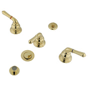 Deck Mount Bidet Faucet, Magellan, Three-Handle in Polished Brass