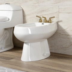 Deck Mount Bidet Faucet, Magellan, Three-Handle with Brass Pop-Up in Brushed Brass