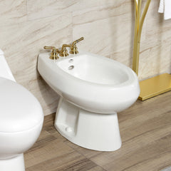 Deck Mount Bidet Faucet, Magellan, Three-Handle with Brass Pop-Up in Brushed Brass