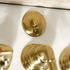 Deck Mount Bidet Faucet, Magellan, Three-Handle with Brass Pop-Up in Brushed Brass