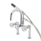 Deck-Mount Clawfoot Tub Faucet, Webb, Three-Handle with Hand Shower in Polished Chrome