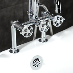 Deck-Mount Clawfoot Tub Faucet, Webb, Three-Handle with Hand Shower in Polished Chrome