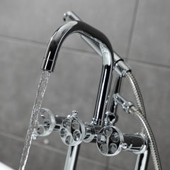 Deck-Mount Clawfoot Tub Faucet, Webb, Three-Handle with Hand Shower in Polished Chrome