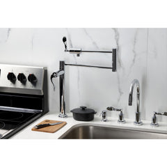 Deck Mount Pot Filler Faucet, Century, Two-Handle in Polished Chrome