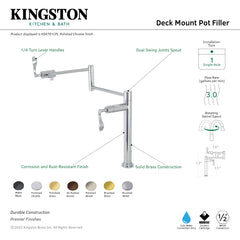 Deck Mount Pot Filler Faucet, Century, Two-Handle in Polished Chrome