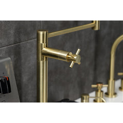 Deck Mount Pot Filler Faucet, Concord, Two-Handle in Brushed Brass