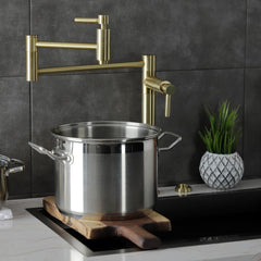 Deck Mount Pot Filler Faucet, Concord, Two-Handle in Brushed Brass