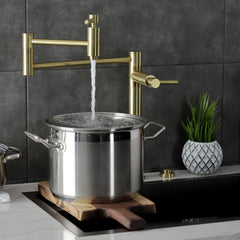 Deck Mount Pot Filler Faucet, Concord, Two-Handle in Brushed Brass