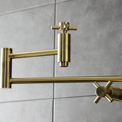 Deck Mount Pot Filler Faucet, Concord, Two-Handle in Brushed Brass