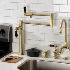 Deck Mount Pot Filler Faucet, Duchess, Two Handles in Brushed Brass