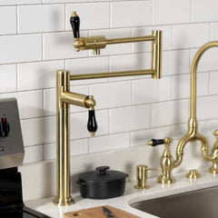 Deck Mount Pot Filler Faucet, Duchess, Two Handles in Brushed Brass