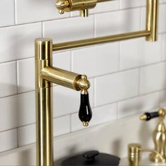 Deck Mount Pot Filler Faucet, Duchess, Two Handles in Brushed Brass