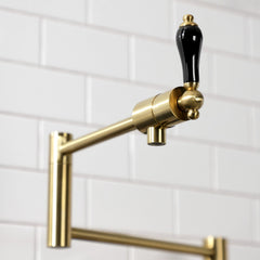 Deck Mount Pot Filler Faucet, Duchess, Two Handles in Brushed Brass