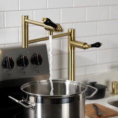 Deck Mount Pot Filler Faucet, Duchess, Two Handles in Brushed Brass