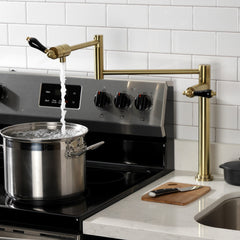 Deck Mount Pot Filler Faucet, Duchess, Two Handles in Brushed Brass