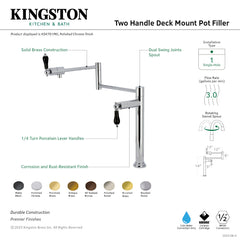 Deck Mount Pot Filler Faucet, Duchess, Two Handles in Brushed Brass