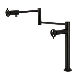 Deck Mount Pot Filler Faucet, Fuller, Two Handle in Matte Black