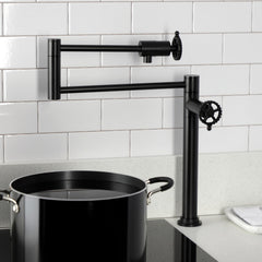 Deck Mount Pot Filler Faucet, Fuller, Two Handle in Matte Black