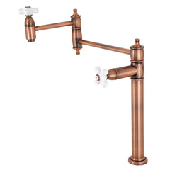 Deck Mount Pot Filler Faucet, Heirloom, Two-Handle in Antique Copper