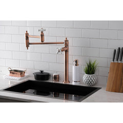 Deck Mount Pot Filler Faucet, Heirloom, Two-Handle in Antique Copper
