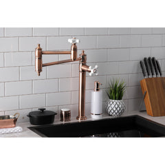 Deck Mount Pot Filler Faucet, Heirloom, Two-Handle in Antique Copper