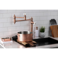 Deck Mount Pot Filler Faucet, Heirloom, Two-Handle in Antique Copper