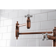 Deck Mount Pot Filler Faucet, Heirloom, Two-Handle in Antique Copper