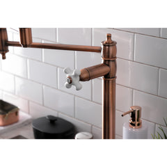 Deck Mount Pot Filler Faucet, Heirloom, Two-Handle in Antique Copper