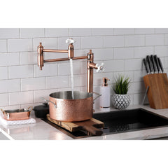 Deck Mount Pot Filler Faucet, Heirloom, Two-Handle in Antique Copper