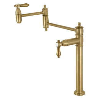 Deck Mount Pot Filler Faucet, Heirloom, Two-Handle in Brushed Brass