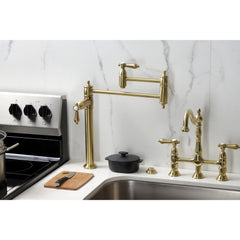 Deck Mount Pot Filler Faucet, Heirloom, Two-Handle in Brushed Brass