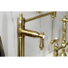 Deck Mount Pot Filler Faucet, Heirloom, Two-Handle in Brushed Brass