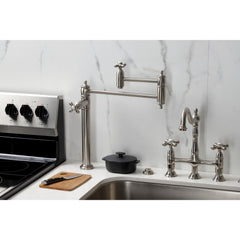 Deck Mount Pot Filler Faucet, Heirloom, Two-Handle in Brushed Nickel