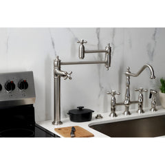 Deck Mount Pot Filler Faucet, Heirloom, Two-Handle in Brushed Nickel