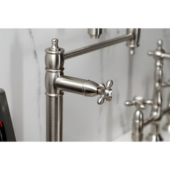 Deck Mount Pot Filler Faucet, Heirloom, Two-Handle in Brushed Nickel