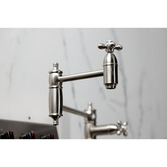 Deck Mount Pot Filler Faucet, Heirloom, Two-Handle in Brushed Nickel