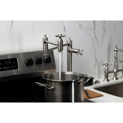 Deck Mount Pot Filler Faucet, Heirloom, Two-Handle in Brushed Nickel