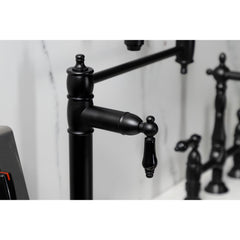 Deck Mount Pot Filler Faucet, Heirloom, Two-Handle in Matte Black