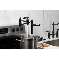 Deck Mount Pot Filler Faucet, Heirloom, Two-Handle in Matte Black
