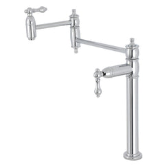 Deck Mount Pot Filler Faucet, Heirloom, Two Handle in Polished Chrome