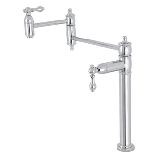 Deck Mount Pot Filler Faucet, Heirloom, Two Handle in Polished Chrome