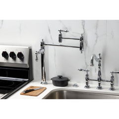 Deck Mount Pot Filler Faucet, Heirloom, Two Handle in Polished Chrome