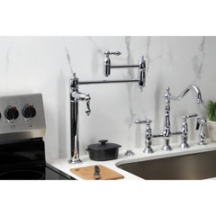 Deck Mount Pot Filler Faucet, Heirloom, Two Handle in Polished Chrome