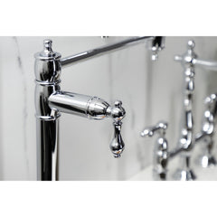Deck Mount Pot Filler Faucet, Heirloom, Two Handle in Polished Chrome