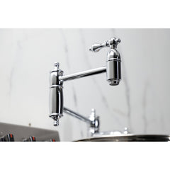 Deck Mount Pot Filler Faucet, Heirloom, Two Handle in Polished Chrome