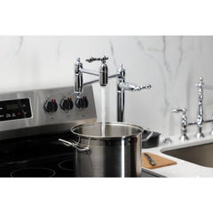 Deck Mount Pot Filler Faucet, Heirloom, Two Handle in Polished Chrome