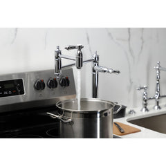 Deck Mount Pot Filler Faucet, Heirloom, Two-Handle in Polished Chrome