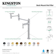 Deck Mount Pot Filler Faucet, Heirloom, Two-Handle in Polished Chrome