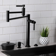 Deck Mount Pot Filler Faucet, Kaiser, Two-Handle in Matte Black